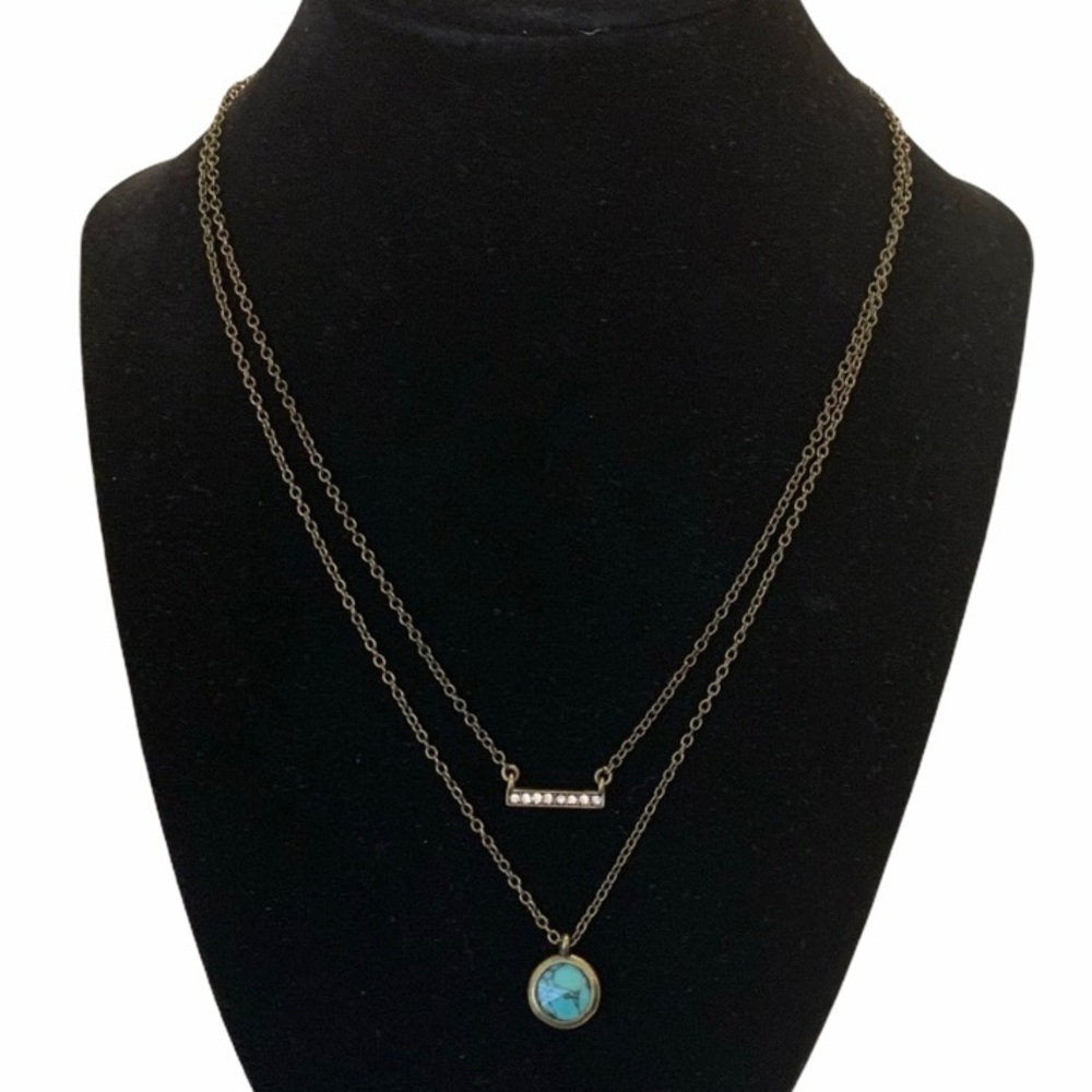 Chloe + Isabel Turquoise Layer Double Bar Necklace